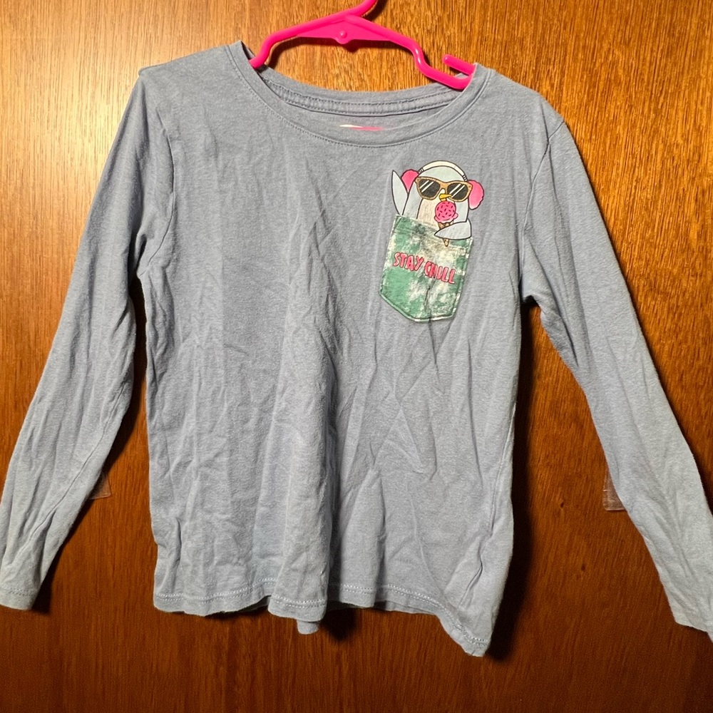 Old navy size S (6-7) light blue penguin long sleeve graphic